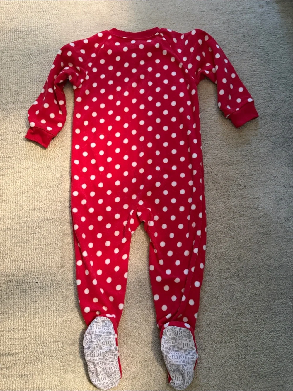 Carter's 24M Red and White Polka Dot Fleece Footed One-Piece Pajamas